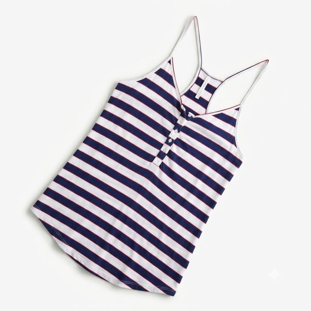 VICTORIAS SECRET Striped Racerback Henley Tank Top Womens Small